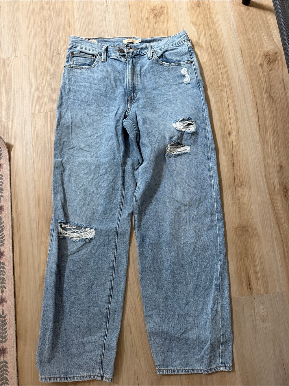 Levi's Light Blue Distressed Wide-Leg Jeans